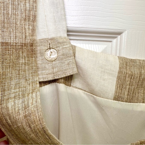 Gal Meets Glam Bailey Gingham Wide-Leg Jumpsuit Tan Ivory Size 6 - Picture 13 of 14